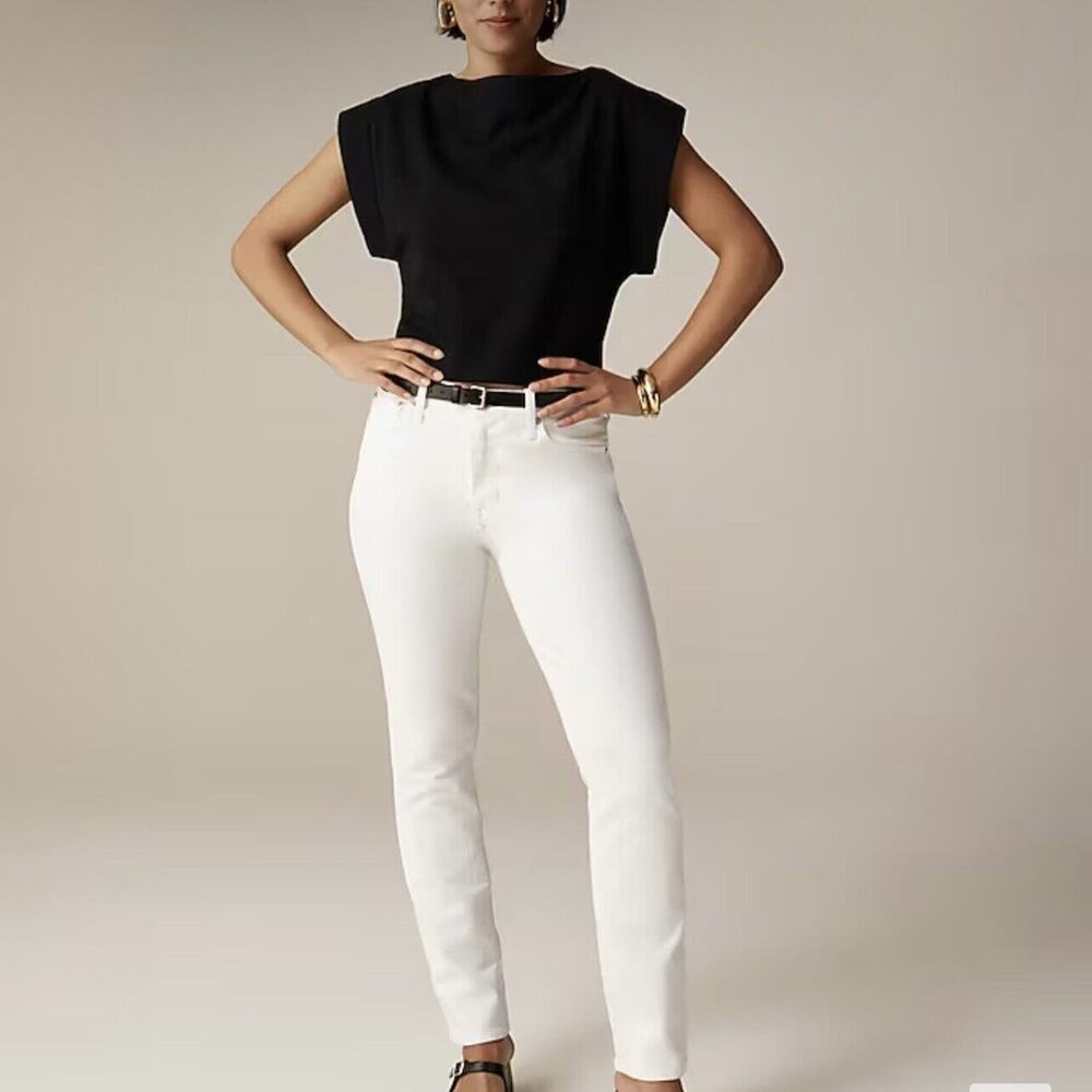 J Crew Jeans Womens 31T Tall 9" Vintage Slim Straight White High‎ Rise Preppy